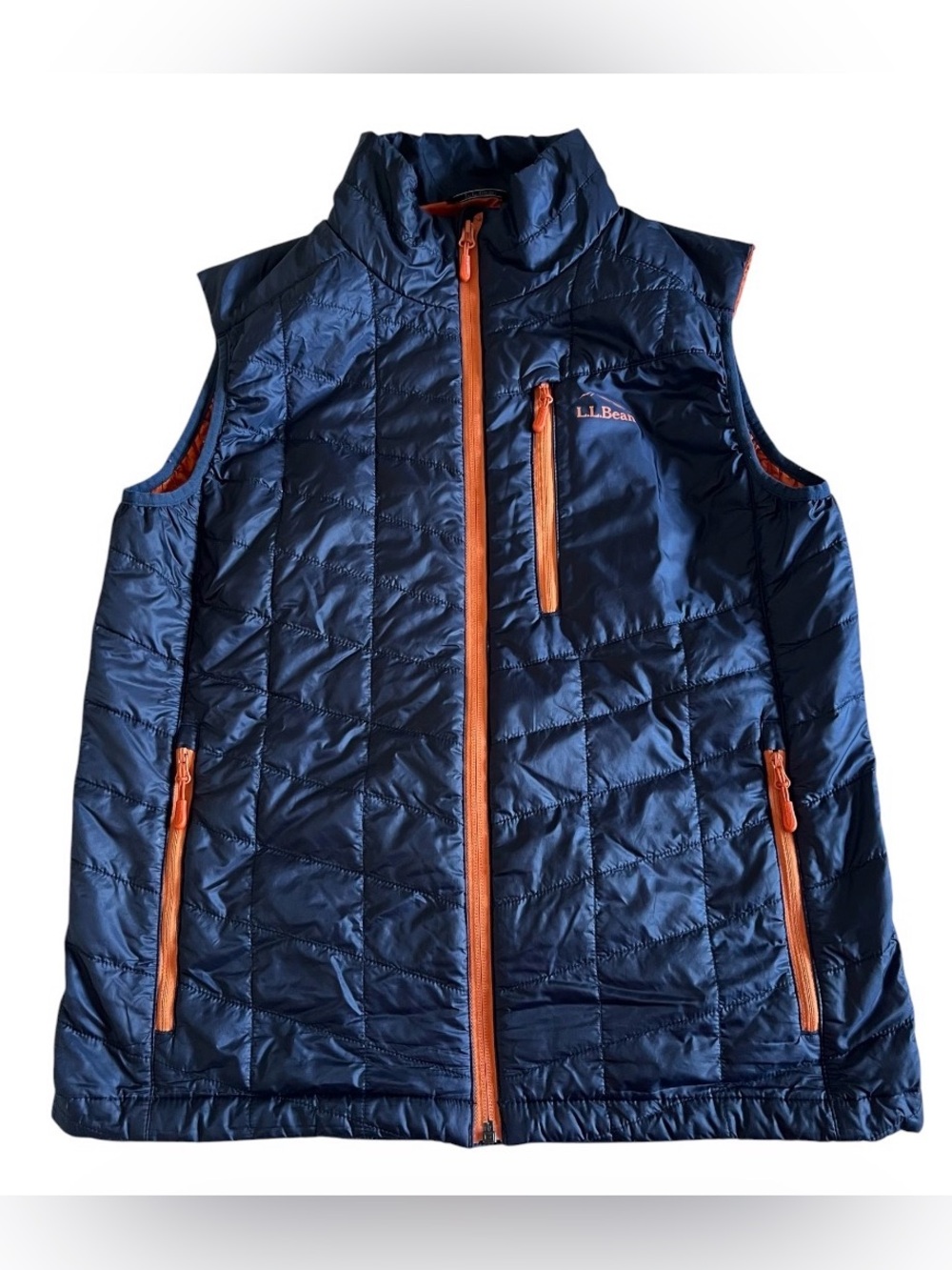 LL Bean Vest Mens Small Navy Primaloft Packaway Puffer Insulated Quilted 503396‎